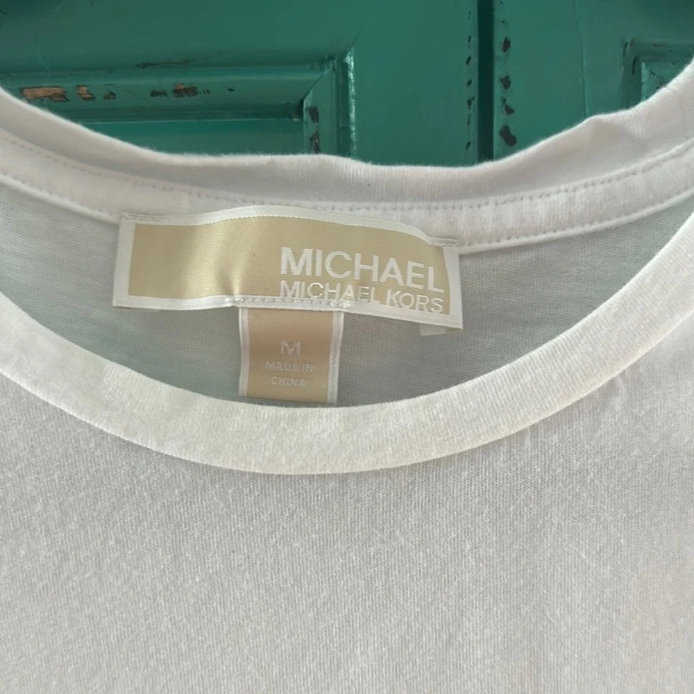 Michael Kors White Lace Sleeve Tee